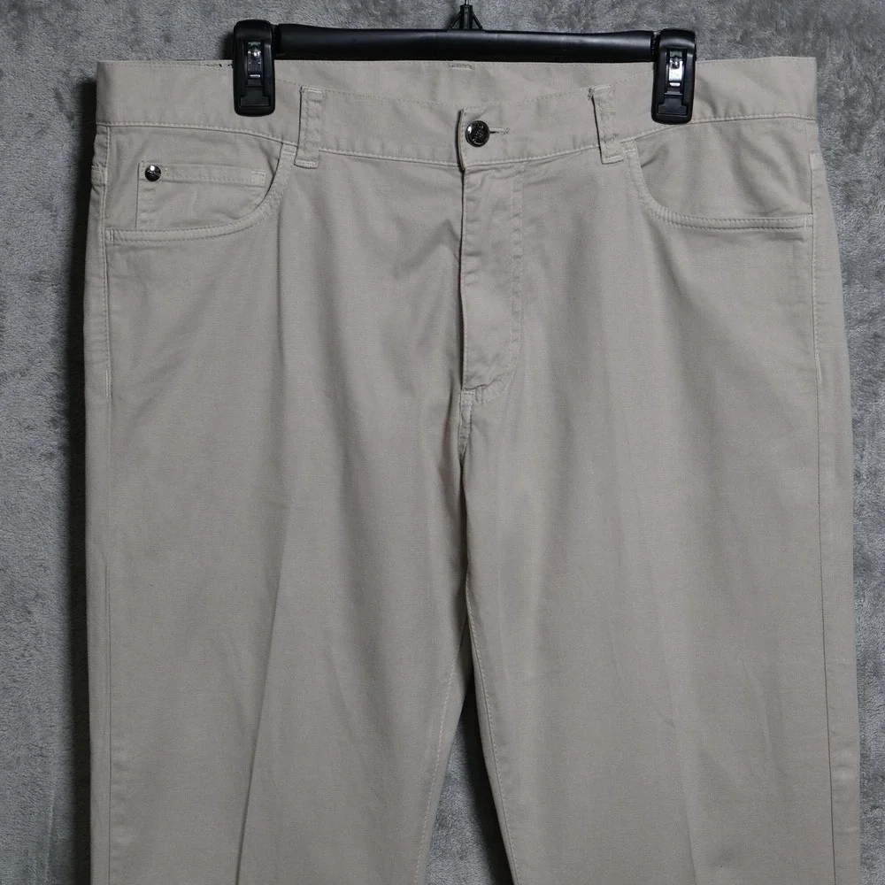 Canali Pants Mens 36x32 Beige Chino Regular Fit Cotton Blend Preppy Italy Made